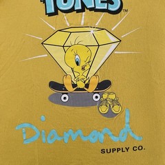 Diamond Supply x Tweety Bird Looney Tunes Shirt Small Yellow Graphic Skateboard
