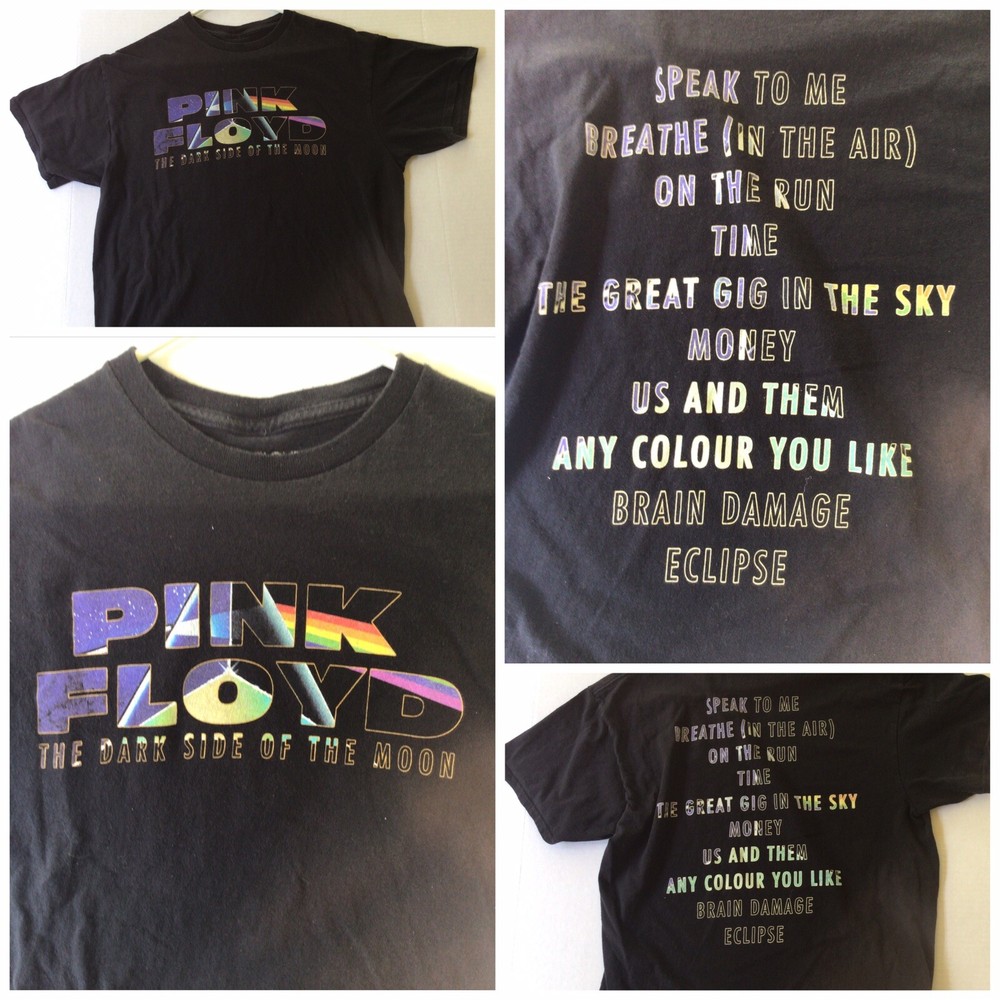 Pink Floyd Shirt Dark Side Of The Moon Song Titles On Back Rare Men’s Large