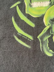 Vintage Liquid Blue Skull Pile Shirt XL Juicy J Green Glow in the Dark Cropped