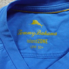 Tommy Bahama Shirt Mens Medium Blue Island Zone UPF50 Pima Cotton Blend