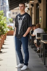 Funny Tuxedo Graphic Tee, Black Novelty T Shirt, Formal Costume Shirt