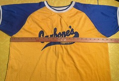 Vintage Carbone’s Pizza MN L Blue Yellow Softball Baseball Team Jersey #5 2Tone