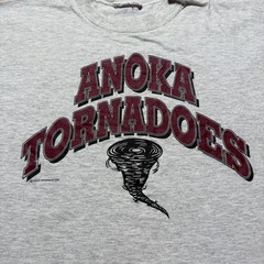 Vintage 90s 1993 Anoka Tornadoes Mascot Twister High School Ringer Shirt – Large