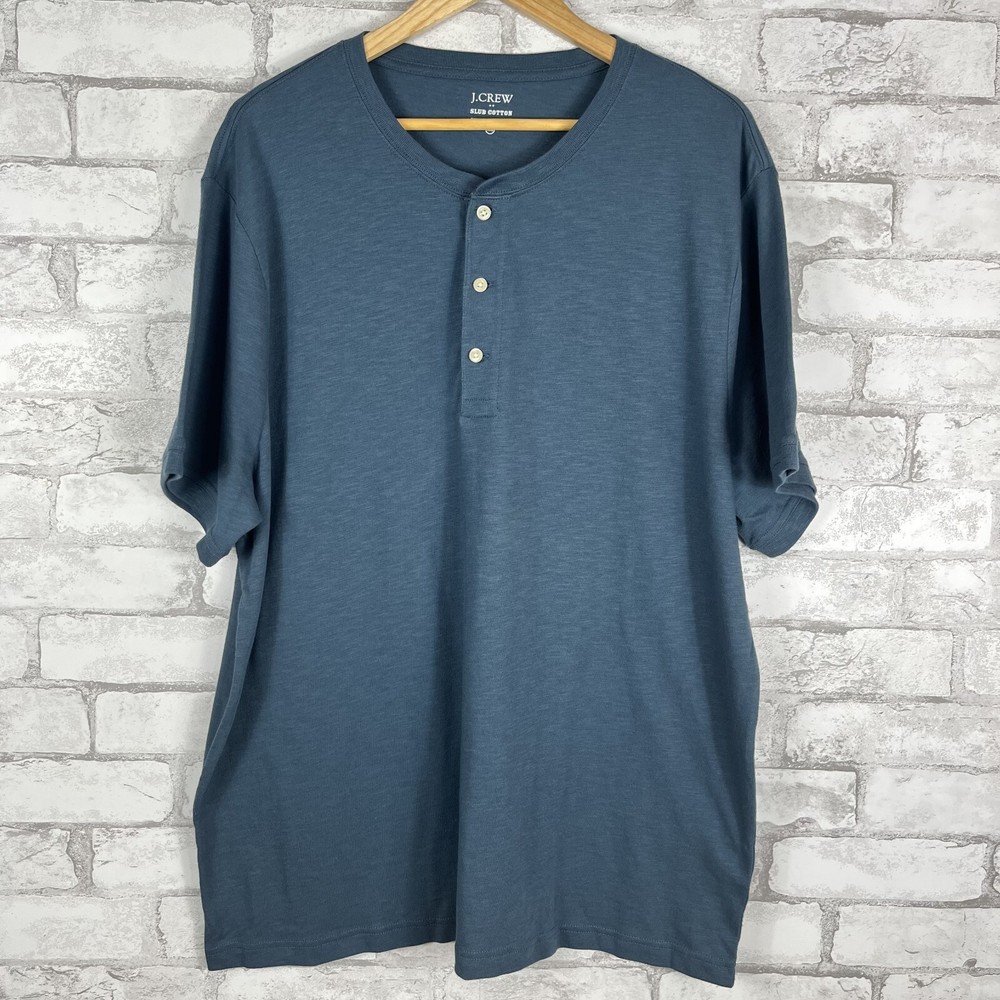 J.CREW FACTORY NWT Men’s Navy Blue Slub Cotton Button V-Neck Tee XXL L1965