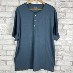 J.CREW FACTORY NWT Men’s Navy Blue Slub Cotton Button V-Neck Tee XXL L1965