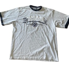 Y2K VTG Brooklyn Express Xpress Mens XL Shirt Gray Embroidered Ringer Oversized