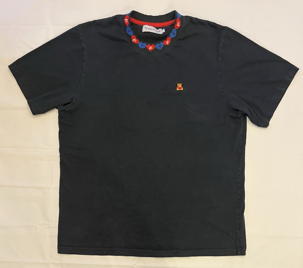 Teddy Fresh TF Heart Ribbed Collar Black Shirt Men’s Large Streetwear Fashion