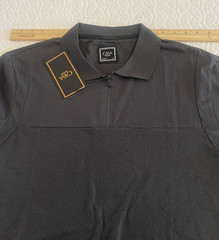 CASA MODA Couture Men’s Zip-Front Polo Shirt Black Quarter-Zip Front Closure