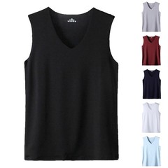 MEN’S ICE SILK SLEEVELESS V-NECK VEST – LIGHTWEIGHT BREATHABLE SUMMER TANK TOP