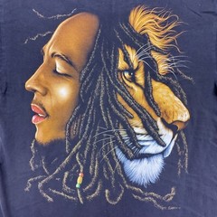 Vtg The Roxx 90s Mens L Black Graphic T Shirt Single Stitch Bob Marley Lion Zion