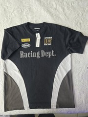 BrandMakers Men’s M Black Cotton Crew Neck Short Sleeve Racing Graphic T-Shirt