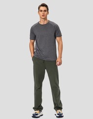 Mens Cotton Yoga Sweatpants Open Bottom Athletic Lounge Jersey Pants Pocket