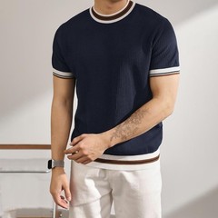 Mens Knitted Top Casual Business Shirt Business Casual Machine Friendly Care