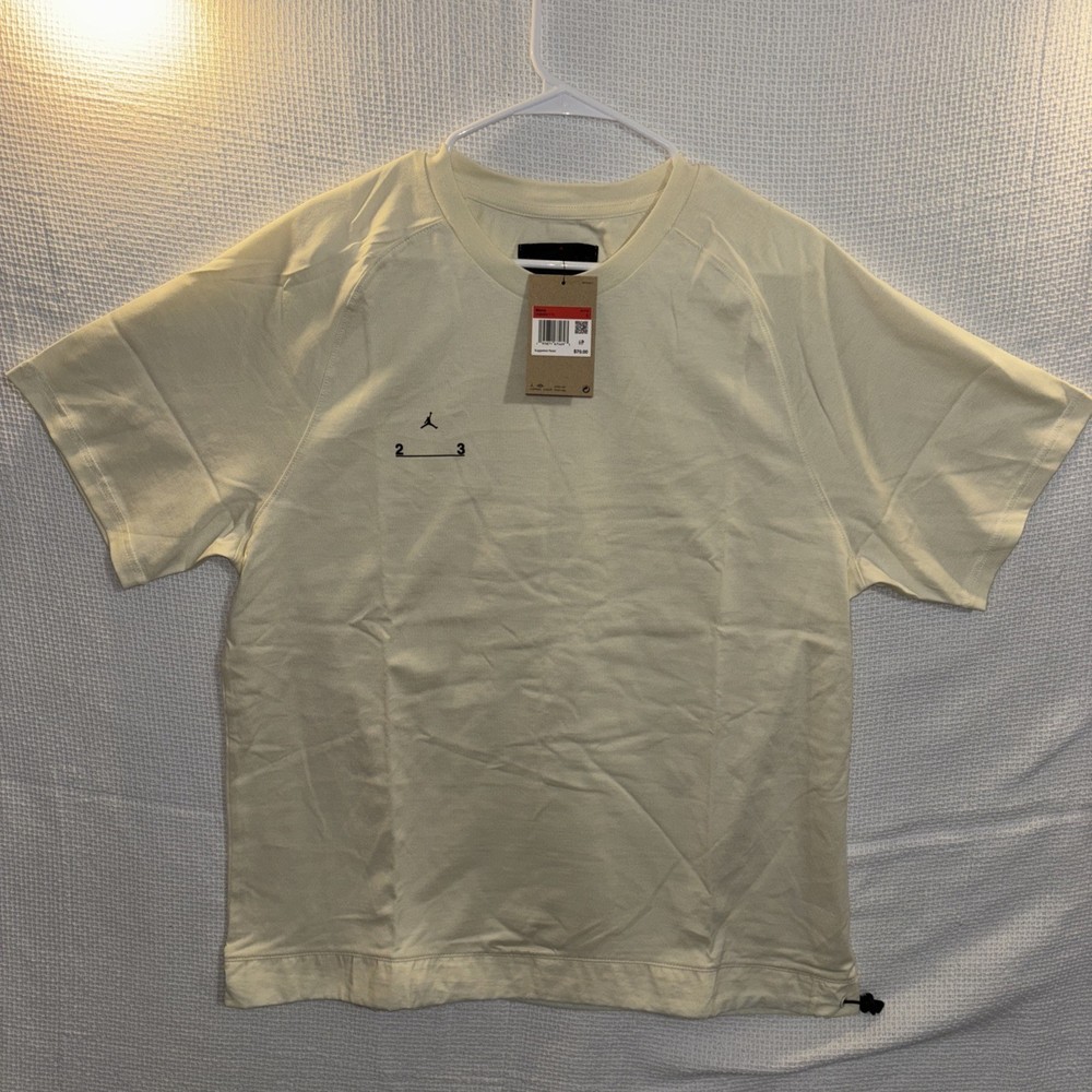 Nike Jordan M J 23E STMT SS Top Size Large Coconut Milk DQ8069-113 100% Cotton
