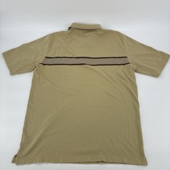 Vintage Y2K Quiksilver Polo Shirt Men Medium Beige Striped Ribbed Edition Surf