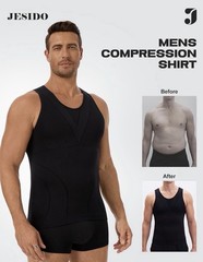 Mens Slimming Body Shaper Compression Shirt Tummy Control Undershirt 3 Pack
