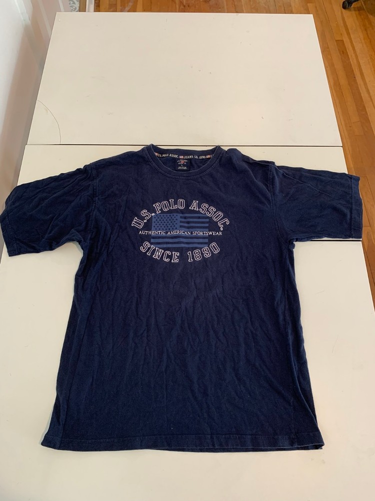 U.S. Polo Assn. Shirt Large Navy Heritage Sportswear Preppy Tennis Rugby 90s