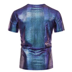 Men’s party stage glossy short sleeved round neck T-shirt