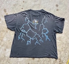 Vintage 90s Single Stitch Distressed Sun Faded American Thunder Lightning Tee