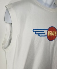 Levis Sleveless TShirt Mens XL White Logo Spell Out Casual