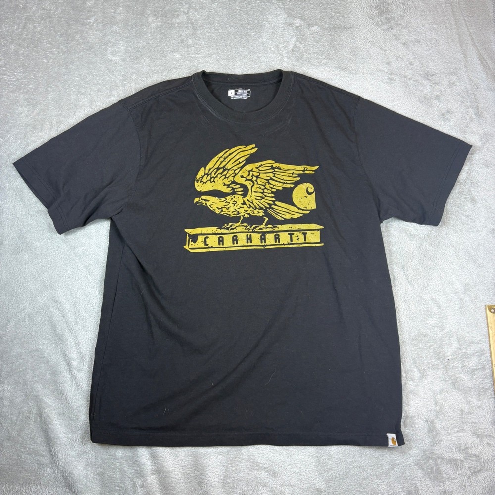 Carhartt Shirts Men L Eagle Graphic Loose Fit Black Workwear Tee