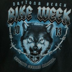 Gildan Bike Week 2013 Daytona Beach Shirt Mens XL Biker Blue Flames Wolf