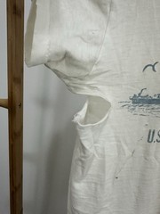 VTG 40s 50s USS Roanoke CL 145 USN Crew Military Issued Thrashed Worn T-Shirt M
