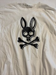 Psycho Bunny Men’s Sz 7 White Serge Embroidered Graphic Tee Shirt