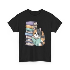 Cat on Books Pets Reading Nerd Reader Gift Women Men Tee