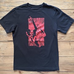 Nike Air Jordan MJ Dunk Graphic T-Shirt Mens Small Black Red FB7462-010 Comic