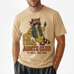 Feral Aunt Social Club Raccoon T-shirt, Retro Pregnancy Announcement Tee