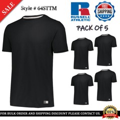 5 PACK OF RUSSELL Men’s T Shirt Dri-Power Essential Gym Sports T-Shirt – 64STTM