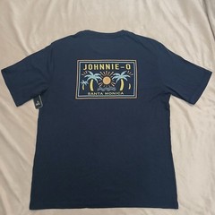 johnnie-O Dawn Patrol Graphic T-Shirt Mens Size M Navy Blue Pocket NWT