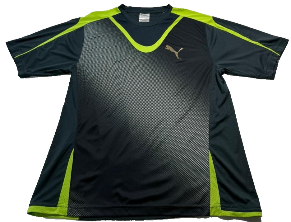 Puma Mens Training T-Shirt Black & Lime Green Gradient Halftone Football