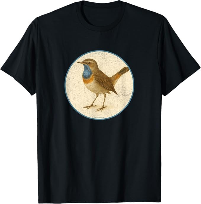Bluethroat T-Shirt Retro Bird Tee Design 10 Colors by Bird.Fan