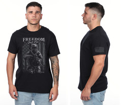 Freedom Isn’t Free Military Patriotic Veterans Day T-shirt American Flag Sleeve