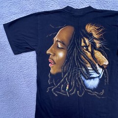 Vtg The Roxx 90s Mens L Black Graphic T Shirt Single Stitch Bob Marley Lion Zion