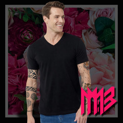 Mens Ultra Soft Premium Black V-Neck T-Shirt 60/40 Cotton Athletic Fit Tee