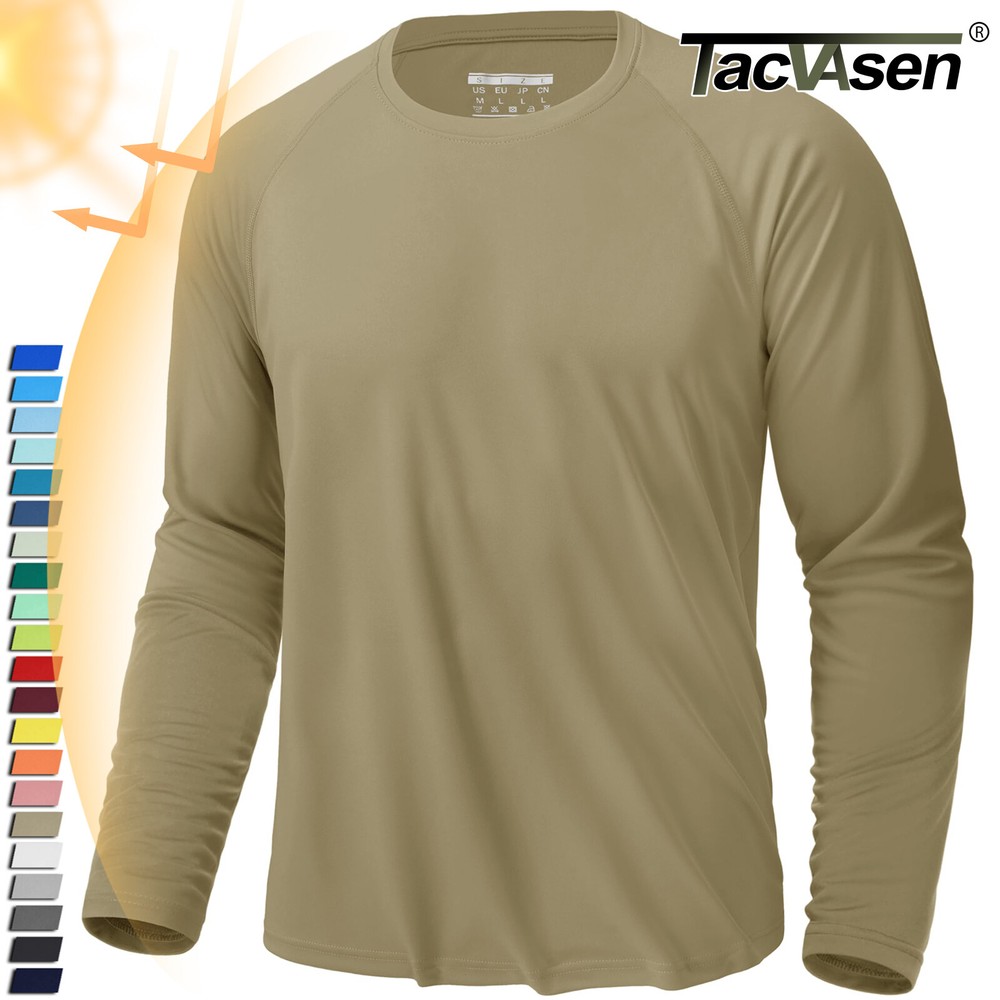 UPF50+ Men’s Long Sleeve Sun Protection UV Shirts Rash Guard Hiking Running Tops