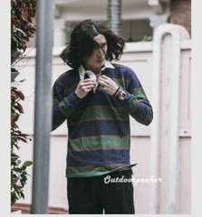 NON STOCK Retro Men Long Sleeve Shirts Collar Casual Striped Button-Up Collar
