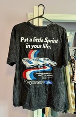 Ford Mustang Boss 351 Mach 1 Acid Wash Black Mens Large Distressed T-Shirt. NWT
