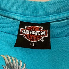 Vtg 1990 Harley Davidson 3D Emblem T Shirt XL Eagle Single Stitch Teal USA Made