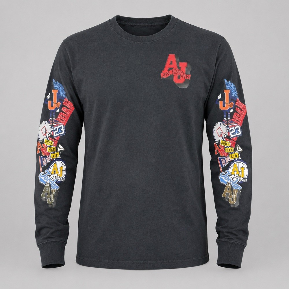Nike Air Jordan Jumpman Graphic Print Long Sleeve Shirt Men’s Large Black