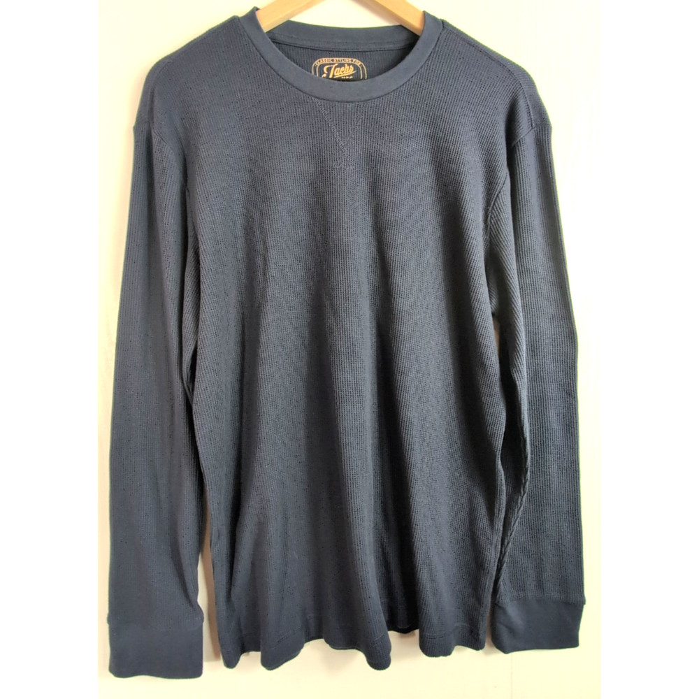 Jachs MFG Men’s XL Thermal Shirt Navy Blue Waffle Knit Crewneck Long Sleeve