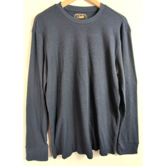 Jachs MFG Men’s XL Thermal Shirt Navy Blue Waffle Knit Crewneck Long Sleeve
