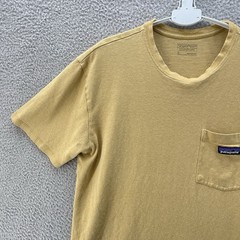 Patagonia T-Shirt Men Small Yellow Hemp Organic Cotton Chest Pocket Sustainable