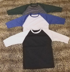 3 Packs Men’s 3/4 Sleeve Crew Neck Raglan Jersey Baseball Tee Shirts Size Medium