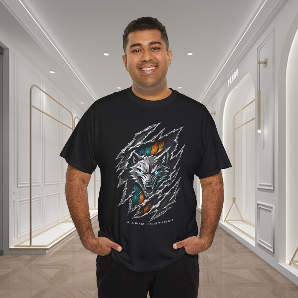 Rapid Instinct Metallic Wolf Ripped Claw Graphic T-Shirt