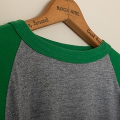 Vintage 70s 80s Blank Raglan Baseball T-Shirt Tri-Blend Single Stitch Green L