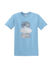T-shirt small to 3xL – LIVE by the SEA sealife beach nautical fun- adult